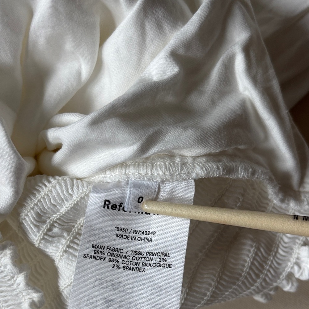 Reformation White Off-the-Shoulder Wrap Crop Top - Picture 3 of 3